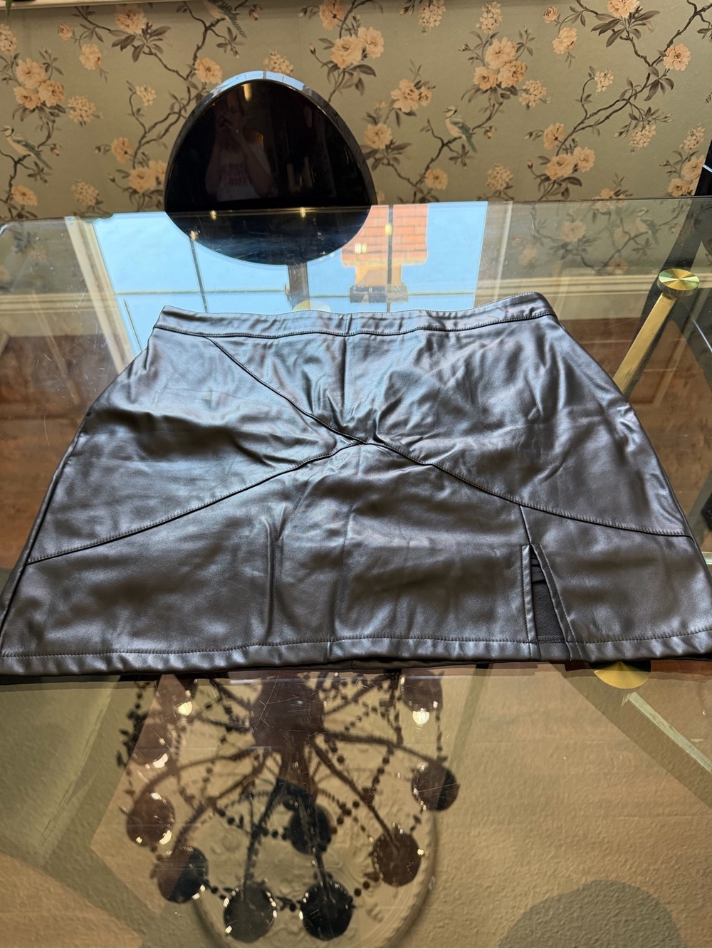 Women's Black Faux Leather Mini Skirt
